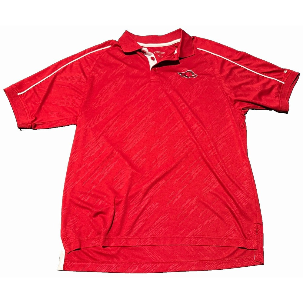 Chiliwear Arkansas Razorbacks Embroidered Polo Shirt Red White Men's Size L